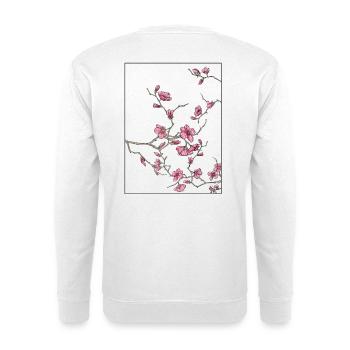 Kirschblüten Florales Design - Unisex Pullover - Weiß - Hinten