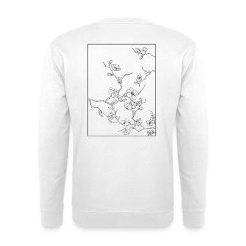 Floral Design Cerisier Outline Noir - Sweat-shirt Unisexe - blanc - Dos