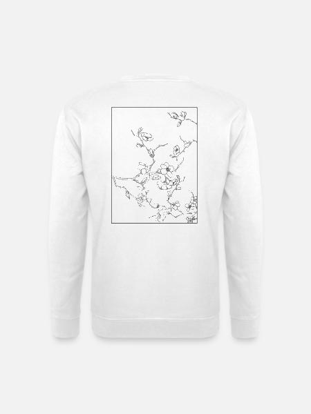 Floral Design Kirschblüten Outline Schwarz - Unisex Pullover - Weiß