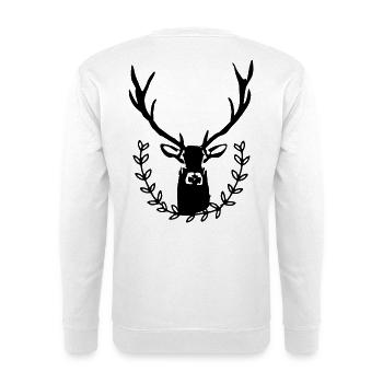 Hirsch mit Lorbeerkranz - Unisex Pullover - Weiß - Hinten