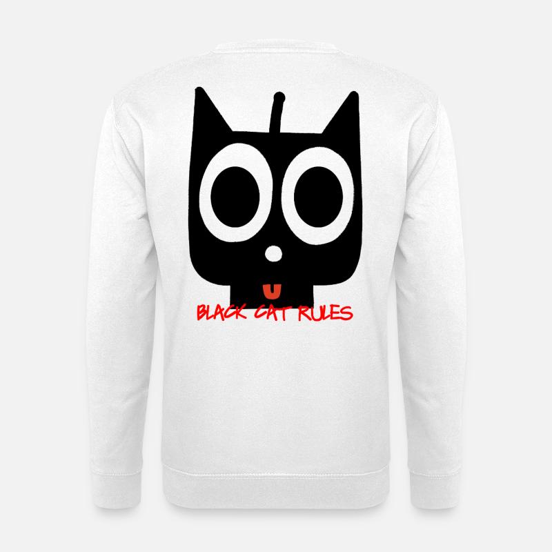 schwarze Katze - Unisex Pullover - Weiß