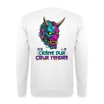 Cyber Oni Mask - Crâne dur Cœur tendre - Sweat-shirt Unisexe - blanc - Dos