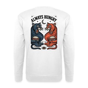Immer Hungrig Katzenduo mit Burger - Unisex Pullover - Weiß - Hinten