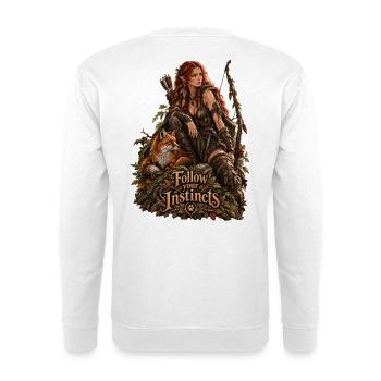 Waldjägerin: Folge deinen Instinkten - Unisex Pullover - Weiß - Hinten - Michal (187cm)