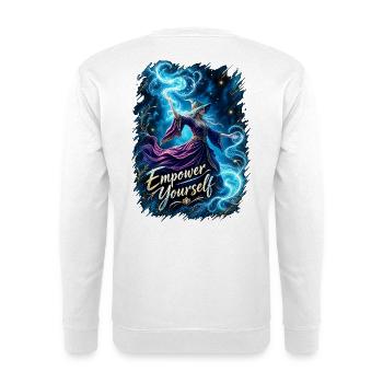 Empower Yourself – Zaubernde Kraft - Unisex Pullover - Weiß - Hinten - Michal (187cm)