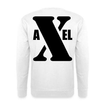 Axel – First Name Design | Minimal Typography - Unisex Pullover - Weiß - Hinten - Michal (187cm)