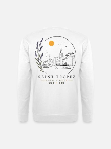 Saint-Tropez Hafen Blick - Unisex Pullover - Weiß