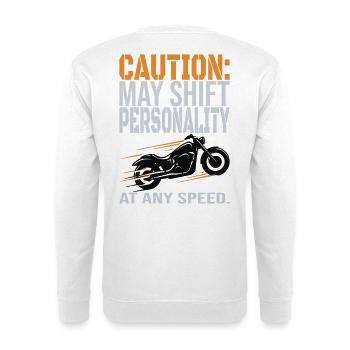 Caution – Personality Shift Biker Design - Unisex Pullover - Weiß - Hinten