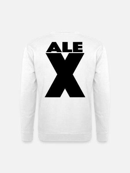 Alex X – Minimal Name Design - Unisex Pullover - Weiß