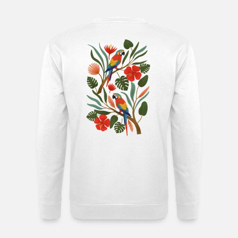 Perroquets tropicaux dans la forêt florale - Sweat-shirt Unisexe - blanc
