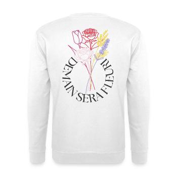 Ich hoffe, dass Bouquet LineArt morgen blumig sein wird - Unisex Pullover - Weiß - Hinten