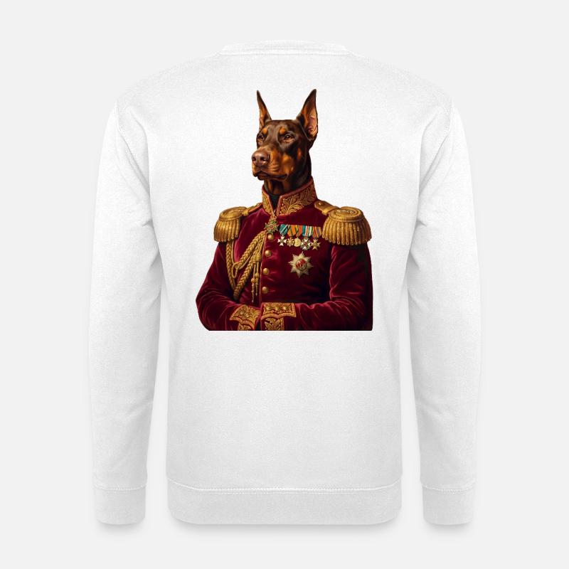Doberman Portrait: The Royal General - Unisex Sweatshirt - white