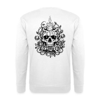 Floral Skull Spooky Halloween - Unisex Pullover - Weiß - Hinten - Michal (187cm)