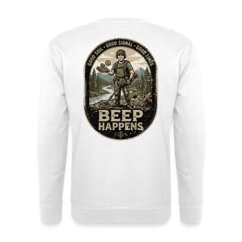  Backprint | Sondengänger Sondler sondeln - Unisex Pullover - Weiß - Hinten - Michal (187cm)