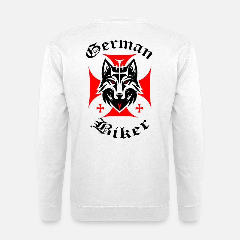 Red Wolf - German Biker - Unisex Sweatshirt - white