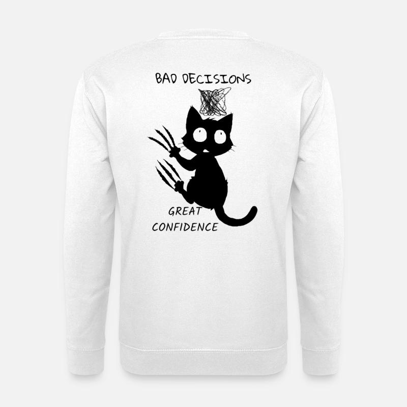Schwarzes Kätzchen mit großen Augen - Unisex Pullover - Weiß