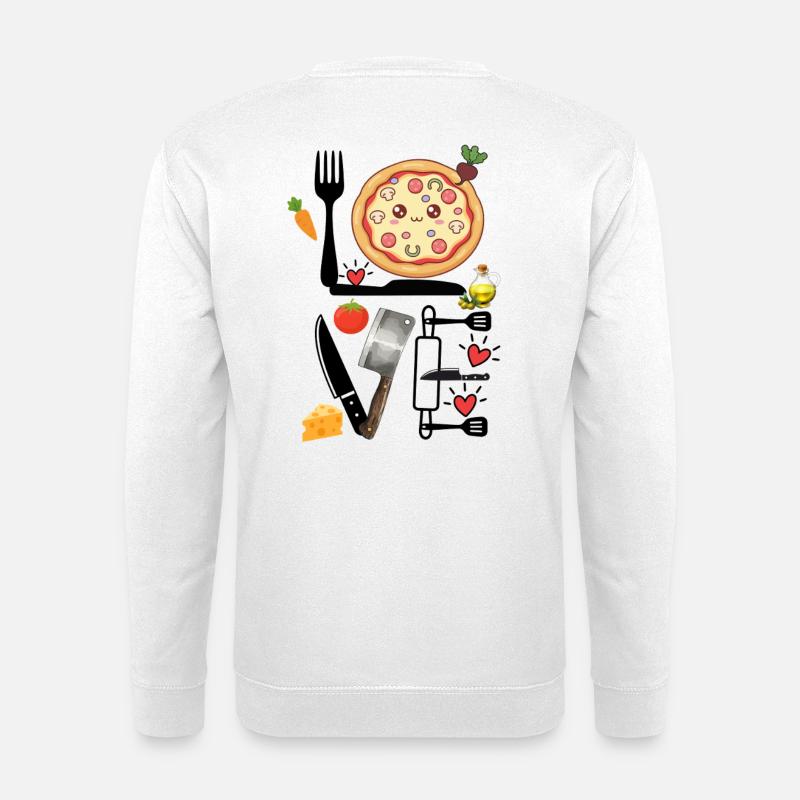 Kawaii Pizzaküche Vergnügen, Liebe - Unisex Pullover - Weiß