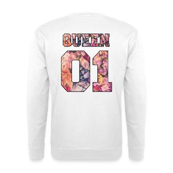 King Queen Partnerlook Rose Love - Unisex Pullover - Weiß - Hinten