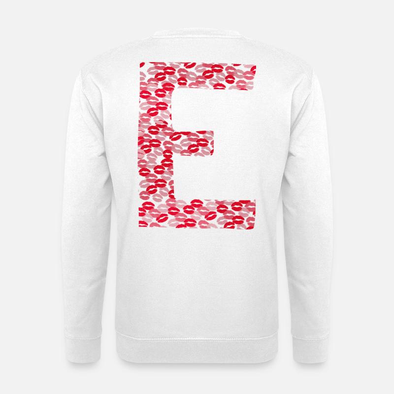 Lettera E - baci in maglietta - Felpa unisex - bianco