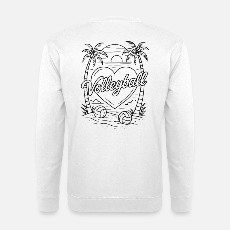 Volleyball Herz Minimalistisch - Unisex Pullover - Weiß