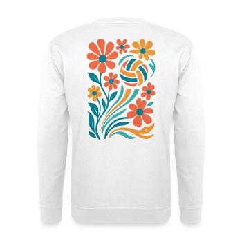 Fleurs abstraites avec volley-ball - Sweat-shirt Unisexe - blanc - Dos