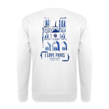 Kathedrale Notre Dame in blauer Aquatinta - Unisex Pullover - Weiß - Hinten