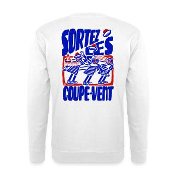 Sortez les coupe vent rétro bleu blanc rouge - Sweat-shirt Unisexe - blanc - Dos