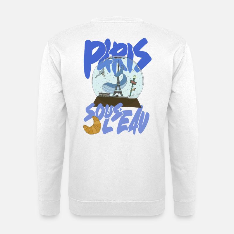Paris Snowglobe Blue - Eiffel icon - Unisex Sweatshirt - white