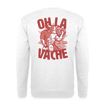 Oh the RED cow: for goofy goofy weight training - Unisex Sweatshirt - white - Back