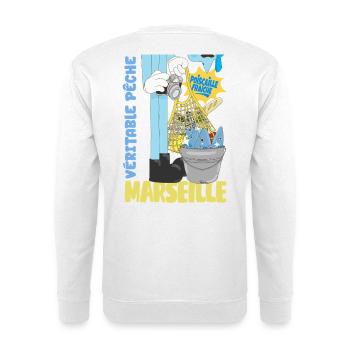 Marseille Poiscaille Fraîche Cartoon - Sweat-shirt Unisexe - blanc - Dos