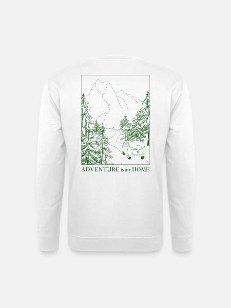 Volkswagen VW Camper Adventure Is My Home - Unisex Pullover - Weiß