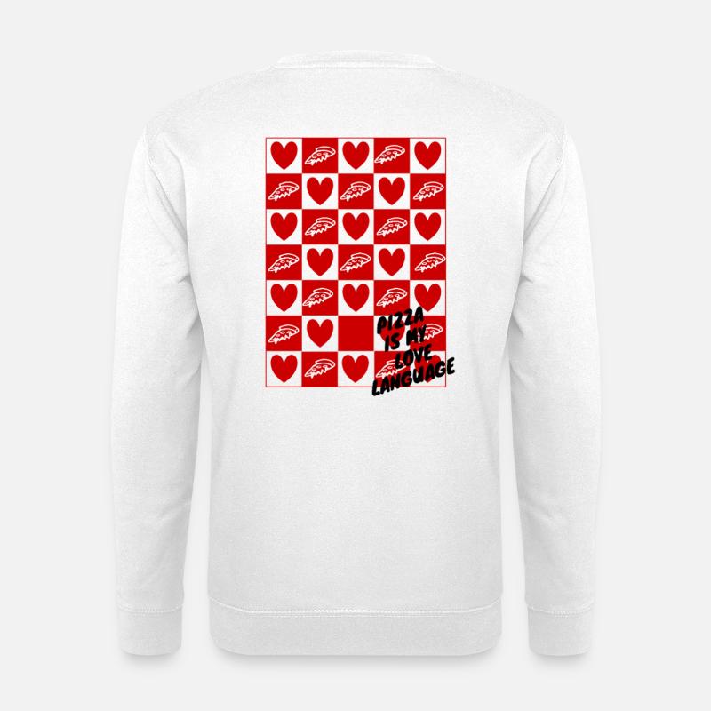 Checkerboard Hearts and Pizza - Unisex Sweatshirt - white
