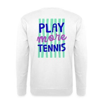 Play More Tennis, Retro Tennis Shirt Hoodie - Unisex Pullover - Weiß - Hinten