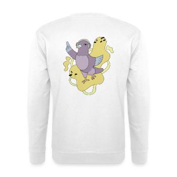 Taube Groove mit Kopfhörern - Unisex Pullover - Weiß - Hinten - Michal (187cm)