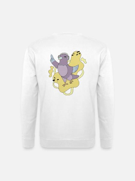 Taube Groove mit Kopfhörern - Unisex Pullover - Weiß