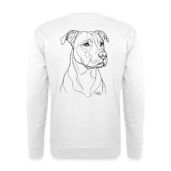 American Staffordshire Terrier BK Porträt - Unisex Pullover - Weiß - Hinten - Michal (187cm)