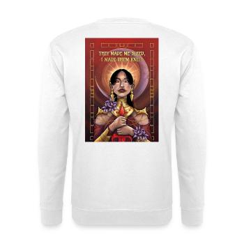 Female Rage Queen making men kneel - Unisex Pullover - Weiß - Hinten - Michal (187cm)