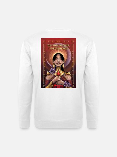 Female Rage Queen making men kneel - Unisex Pullover - Weiß