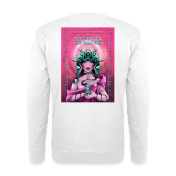 Medusa Illustration - Unisex Pullover - Weiß - Hinten - Michal (187cm)