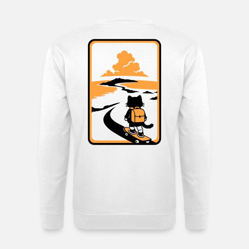 Skate Cat Sunset - Unisex Pullover - Weiß