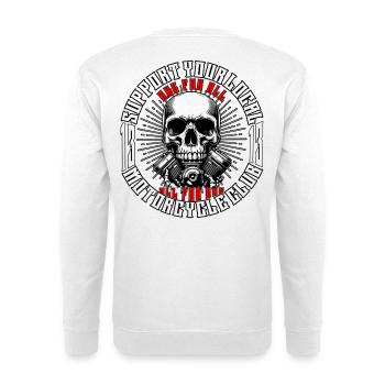 Biker Chopper Motorradfahrer Skull mit Motor - Unisex Pullover - Weiß - Hinten