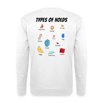 Verschiedene Klettergriffe für Boulderhalle - Unisex Pullover - Weiß - Hinten