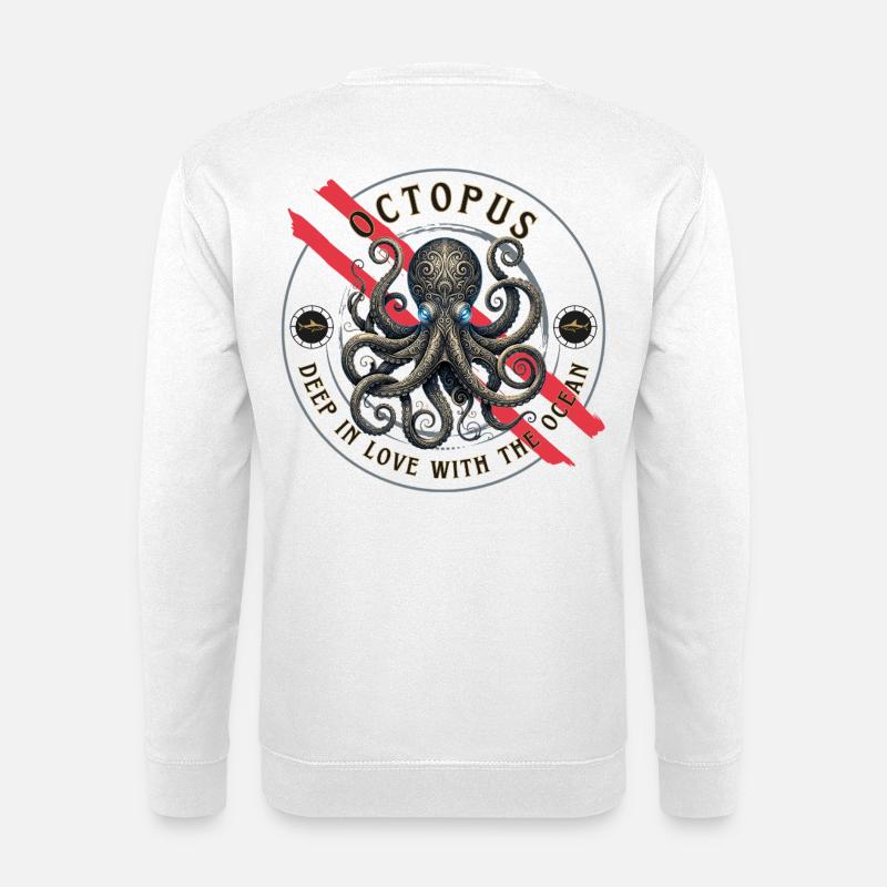 Octopus Kraken Tentakel Diving Tauchen Meerestier - Unisex Pullover - Weiß