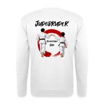 Judo Bruder mit Bruder gemeinsam stark - Unisex Pullover - Weiß - Hinten - Michal (187cm)