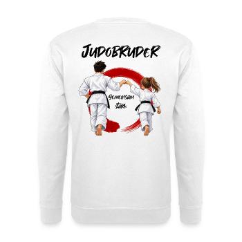 Judo Bruder mit Schwester gemeinsam stark - Unisex Pullover - Weiß - Hinten - Michal (187cm)