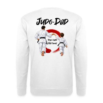 Judo Dad mit Sohn - Unisex Pullover - Weiß - Hinten - Michal (187cm)