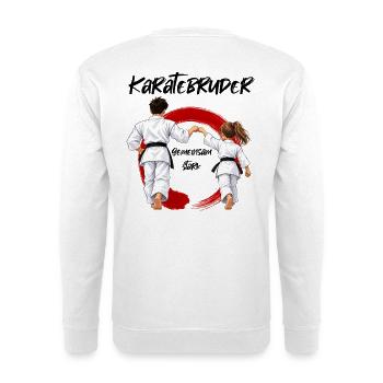 Karate Bruder mit Schwester gemeinsam stark - Unisex Pullover - Weiß - Hinten - Michal (187cm)