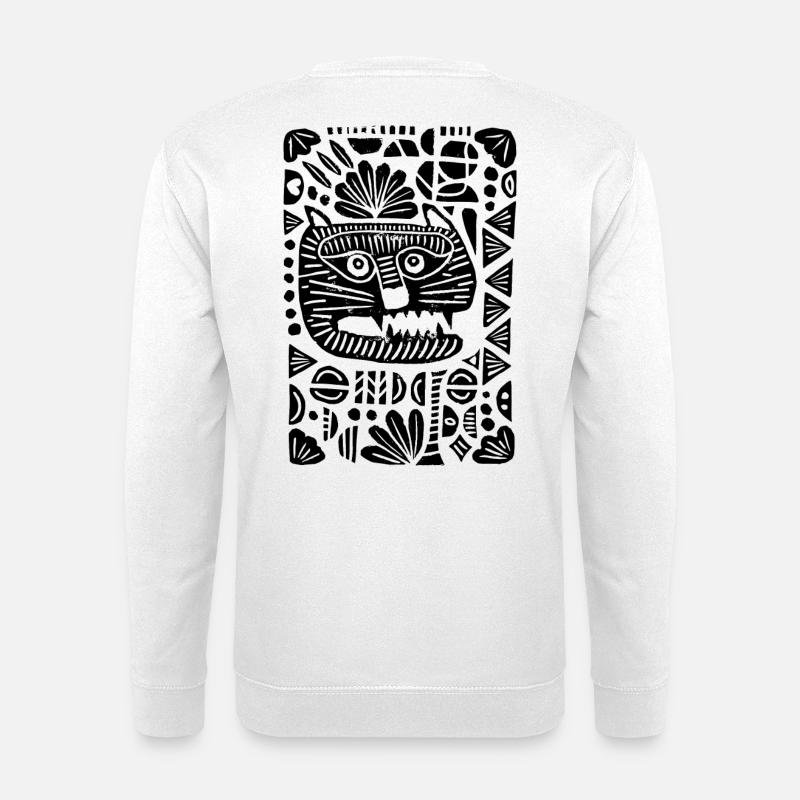 Tiger | Linoprint - Unisex Pullover - Weiß