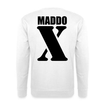 Maddox – First Name Design | Minimal Typography - Unisex Pullover - Weiß - Hinten - Michal (187cm)