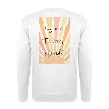 Sonnenstrahlen Special – Handlettering - Unisex Pullover - Weiß - Hinten - Michal (187cm)